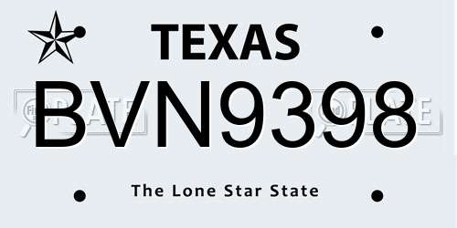 BVN9398 Texas License Plate