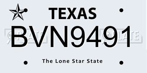BVN9491 Texas License Plate