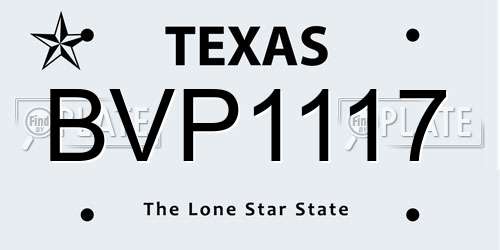 BVP1117 Texas License Plate