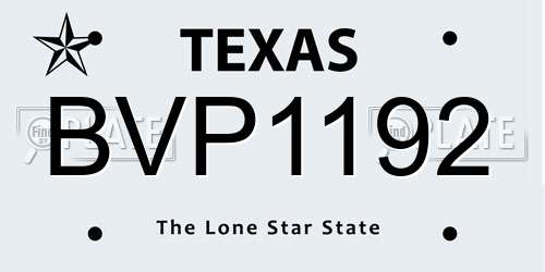 BVP1192 Texas License Plate