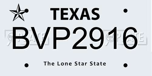 BVP2916 Texas License Plate
