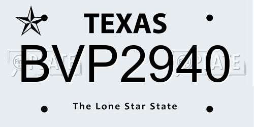 BVP2940 Texas License Plate