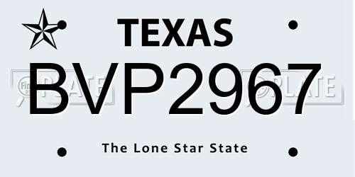 BVP2967 Texas License Plate