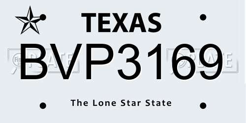 BVP3169 Texas License Plate