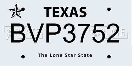 BVP3752 Texas License Plate