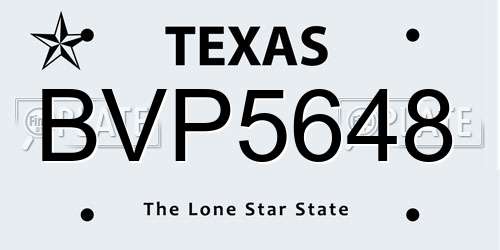 BVP5648 Texas License Plate