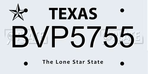 BVP5755 Texas License Plate