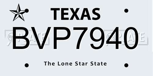 BVP7940 Texas License Plate