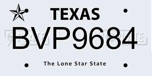 BVP9684 Texas License Plate