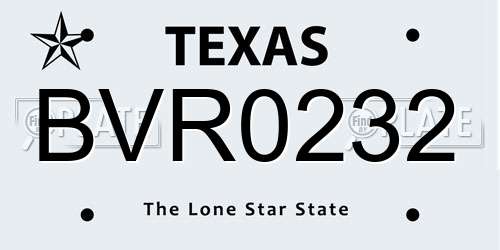 BVR0232 Texas License Plate