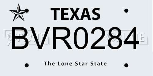 BVR0284 Texas License Plate