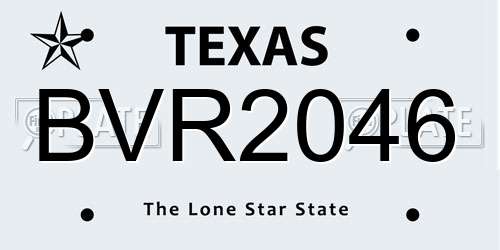 BVR2046 Texas License Plate
