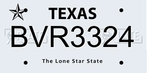 BVR3324 Texas License Plate