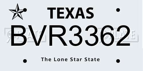 BVR3362 Texas License Plate