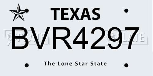 BVR4297 Texas License Plate