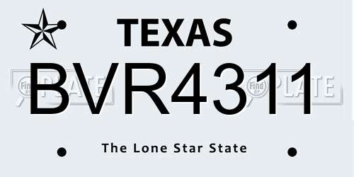 BVR4311 Texas License Plate