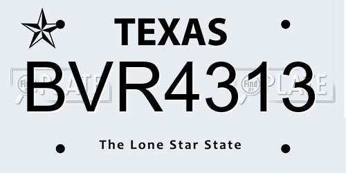 BVR4313 Texas License Plate