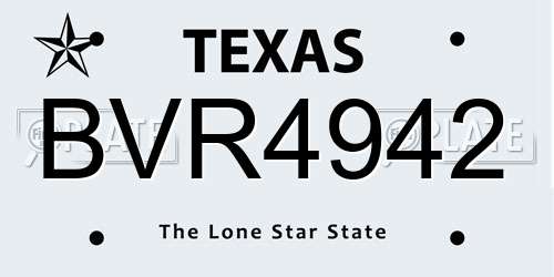 BVR4942 Texas License Plate