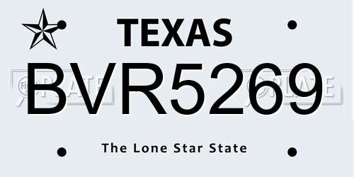 BVR5269 Texas License Plate