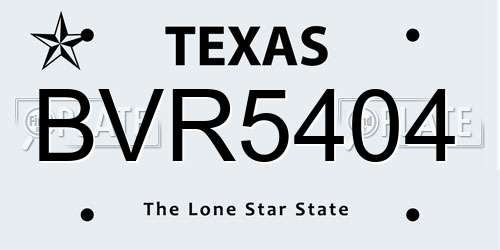 BVR5404 Texas License Plate