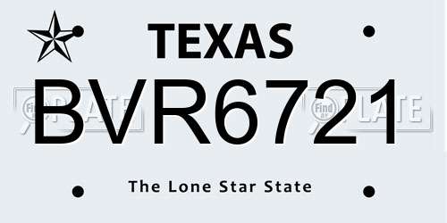 BVR6721 Texas License Plate