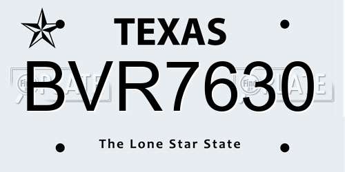 BVR7630 Texas License Plate