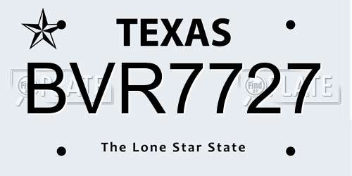 BVR7727 Texas License Plate