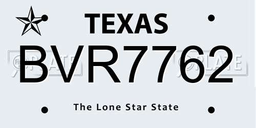 BVR7762 Texas License Plate