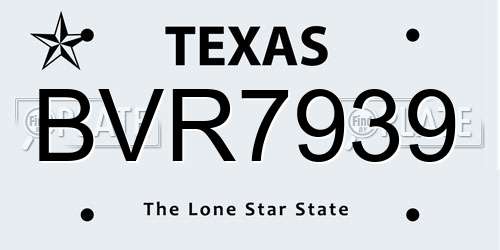 BVR7939 Texas License Plate