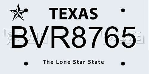 BVR8765 Texas License Plate