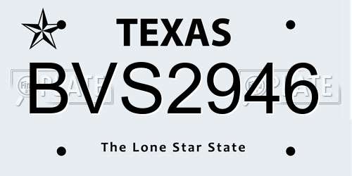 BVS2946 Texas License Plate