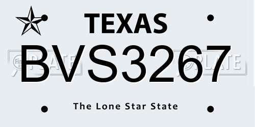 BVS3267 Texas License Plate