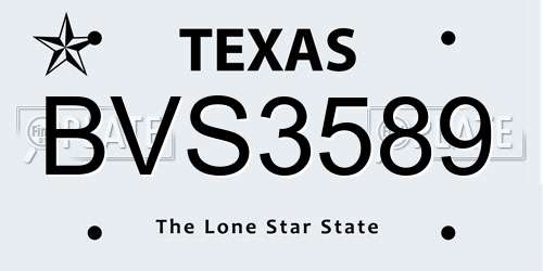 BVS3589 Texas License Plate