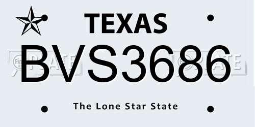 BVS3686 Texas License Plate