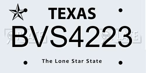 BVS4223 Texas License Plate