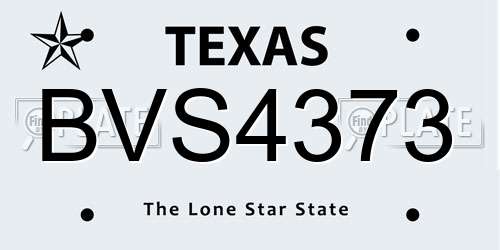 BVS4373 Texas License Plate