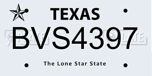 BVS4397 Texas License Plate