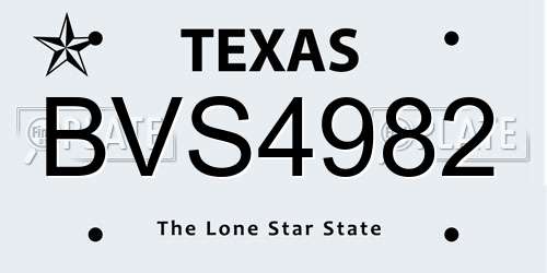 BVS4982 Texas License Plate