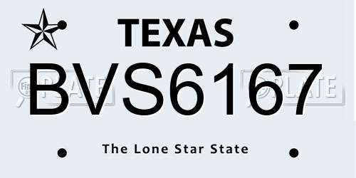 BVS6167 Texas License Plate