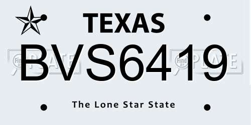 BVS6419 Texas License Plate