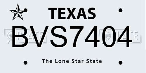 BVS7404 Texas License Plate