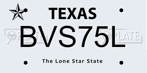 BVS75L Texas License Plate
