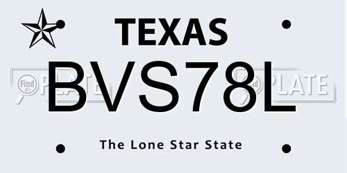 BVS78L Texas License Plate