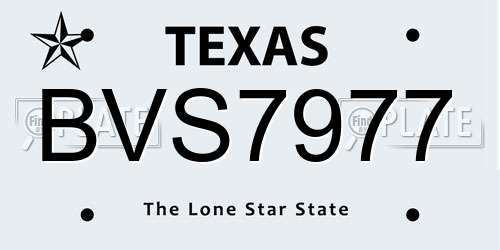 BVS7977 Texas License Plate