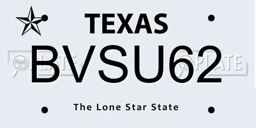 BVSU62 Texas License Plate