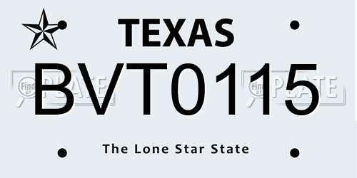 BVT0115 Texas License Plate
