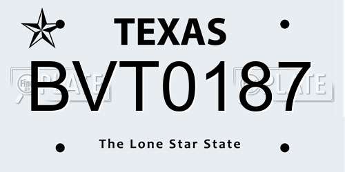 BVT0187 Texas License Plate