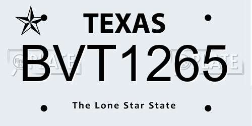 BVT1265 Texas License Plate