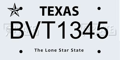 BVT1345 Texas License Plate