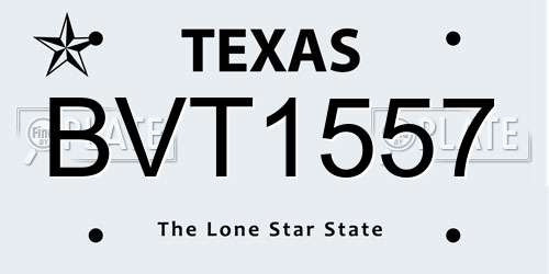 BVT1557 Texas License Plate